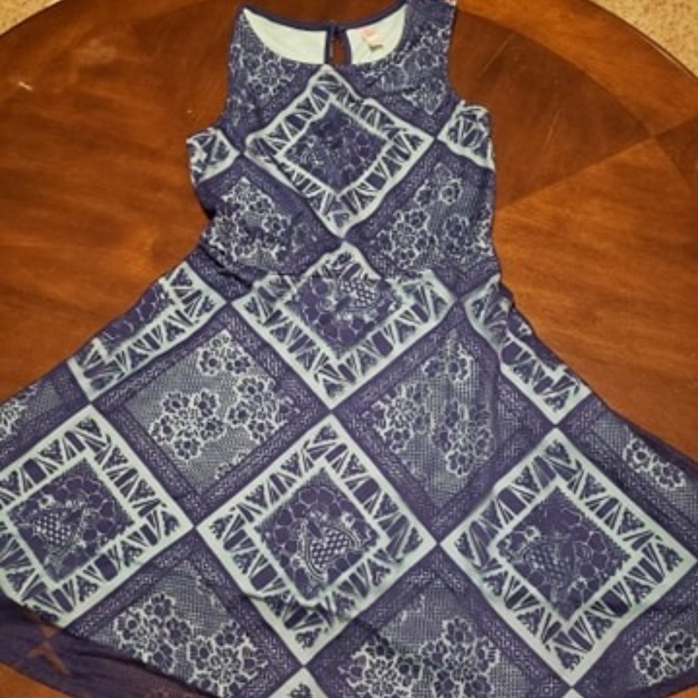 Laser Lace Blue babydoll style Dress, XS womens